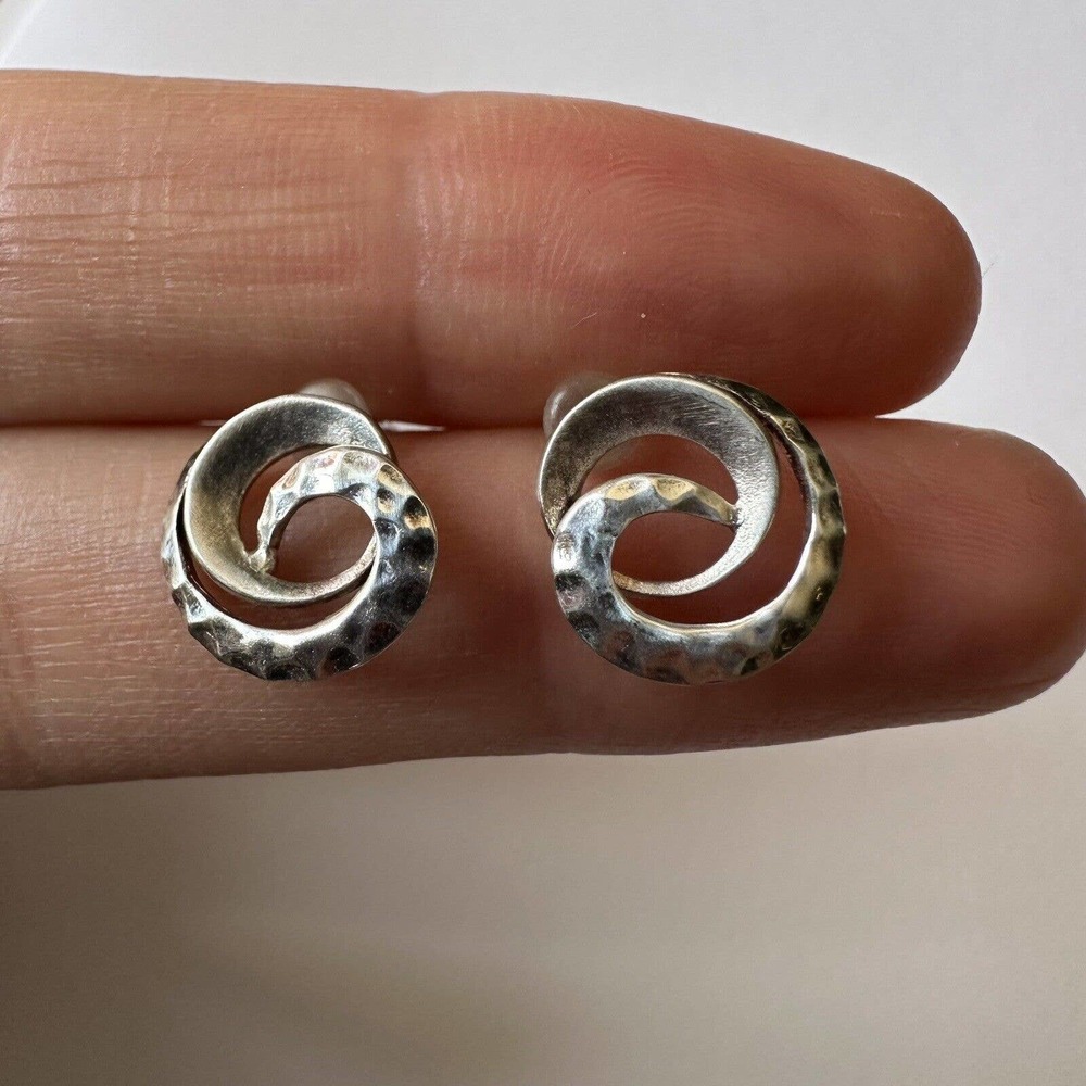 Vintage Sterling Silver Earrings Stud Filigree Spiral